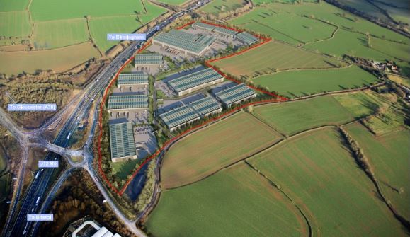 Aerial view of Quedgeley East development site