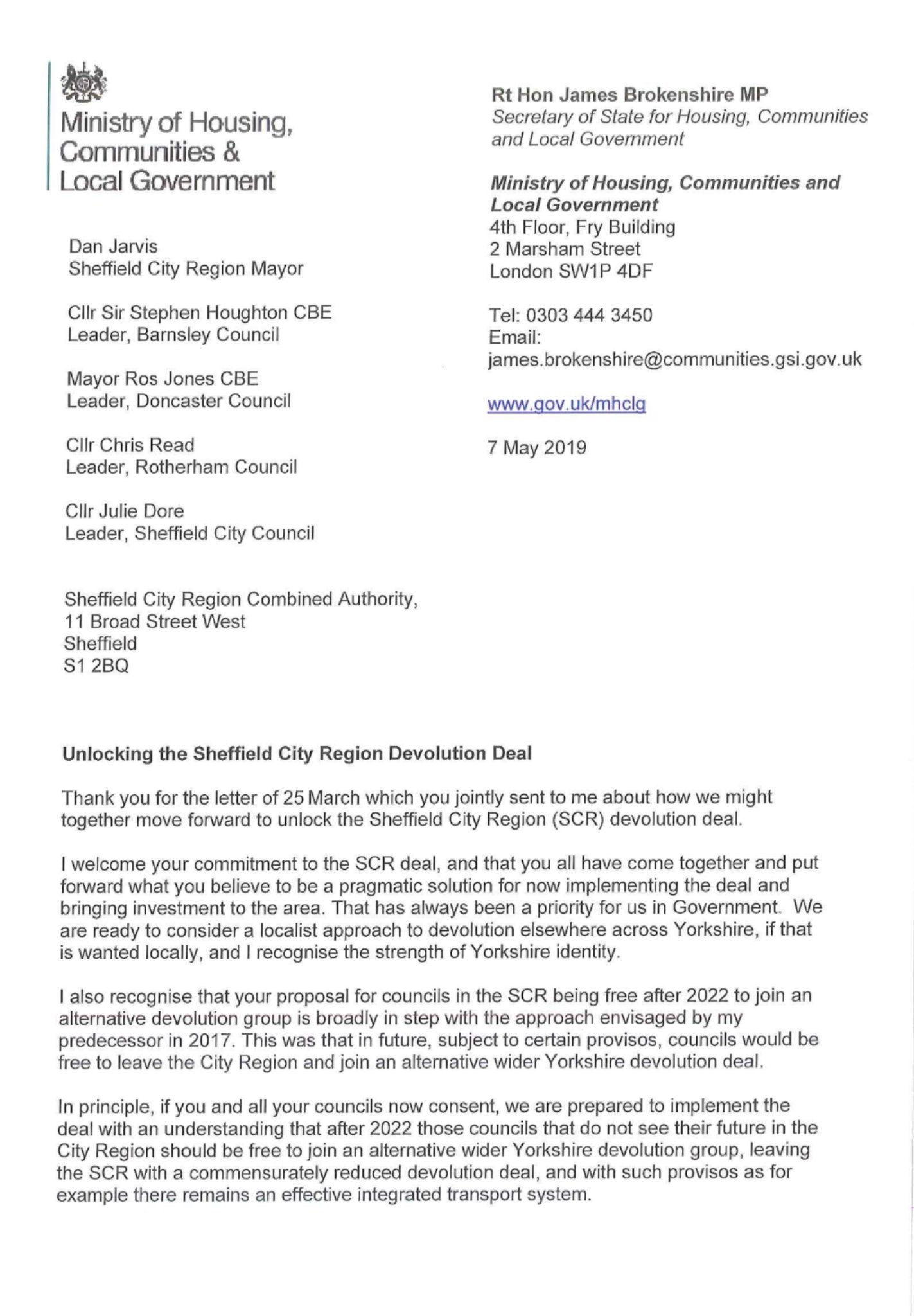 Sheffield City Region Devolution Deal