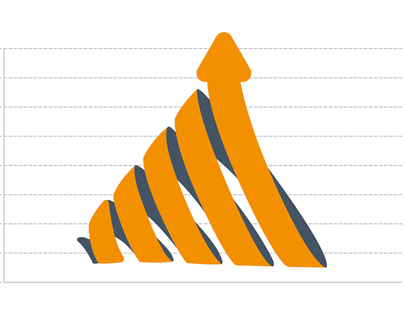 Graphic illustrating upward trend